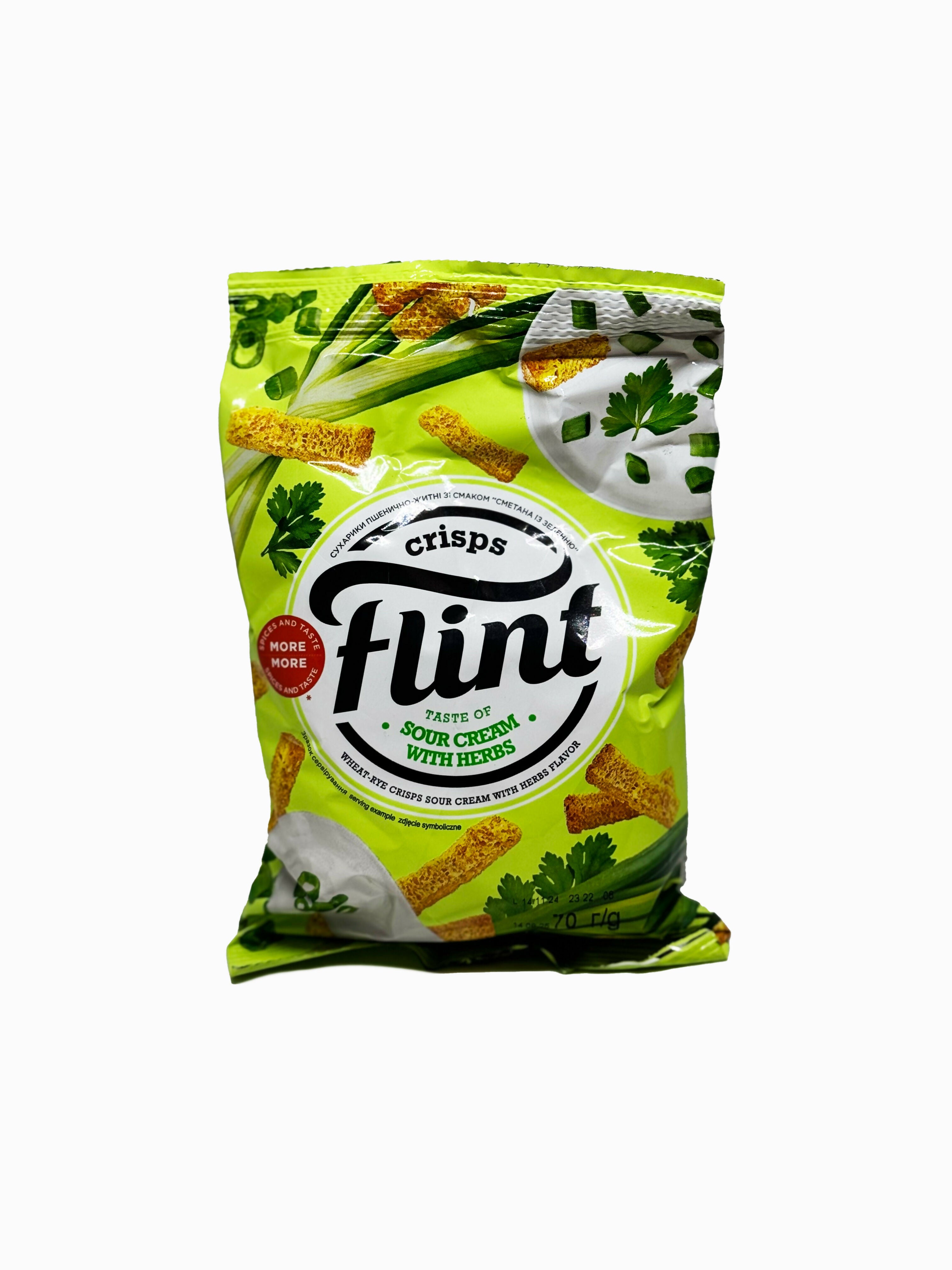 Croûtons saveur crème aigre et herbes, "Flint", 70 g