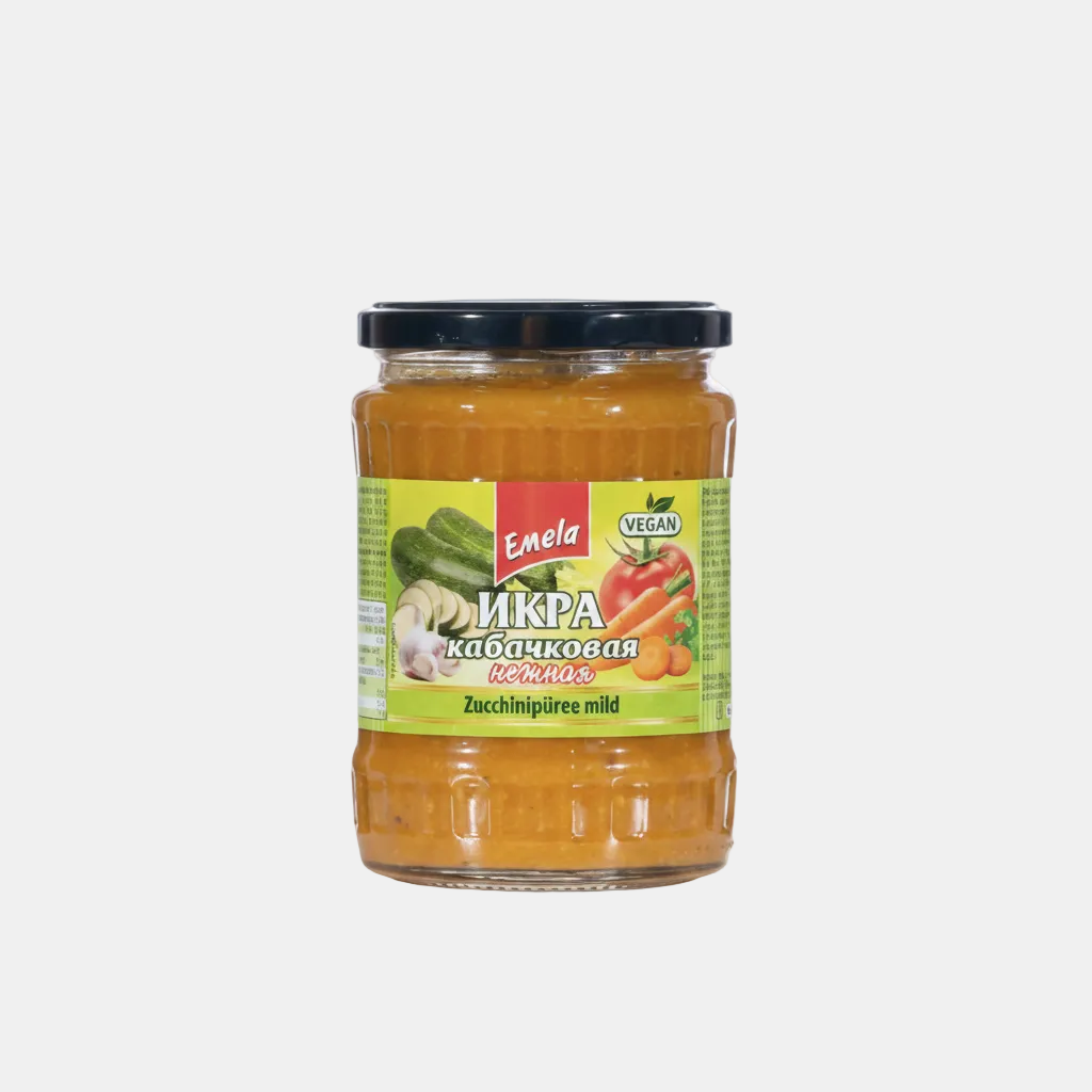 Purée de courgettes douces variété Emela «Neshnaya» 550 g, produits d'Europe de l'Est