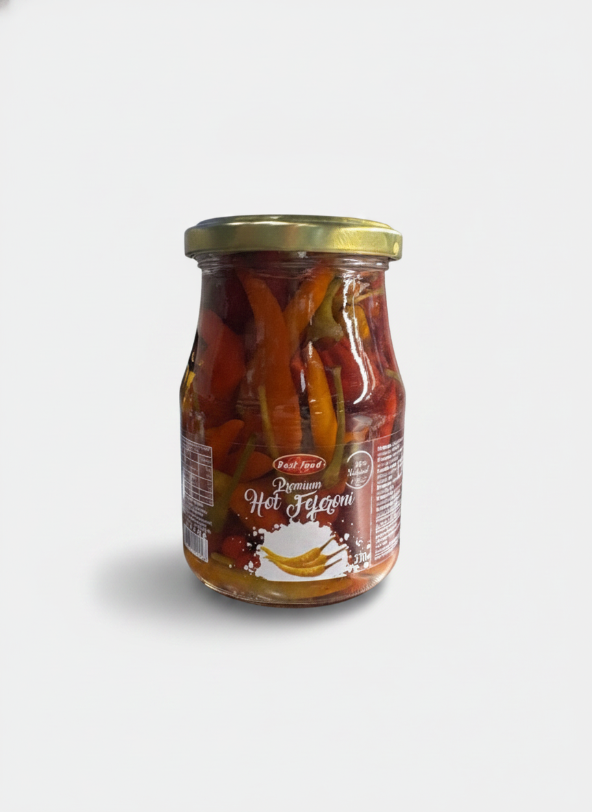 Bocal de piments forts marinés Best Food 370 ml, épicerie slave, Macédoine du Nord