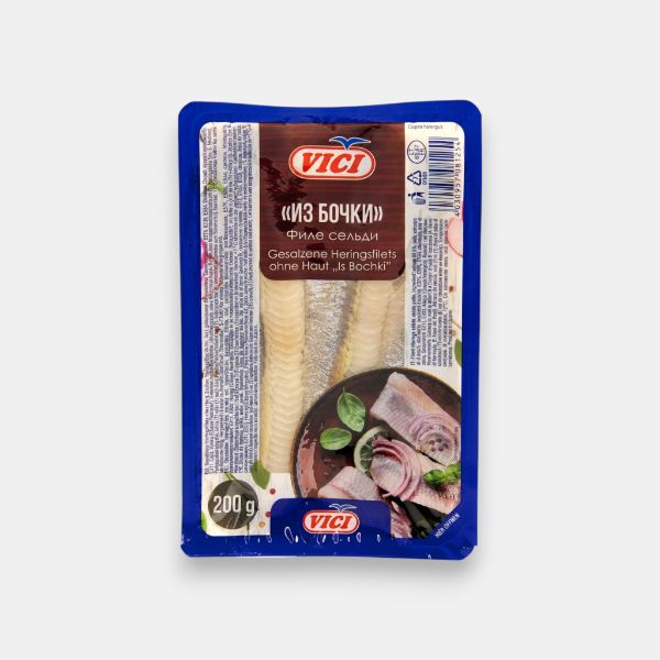 Filets de hareng salés sans peau Is Bochki Vici 200 g, épicerie slave Paris