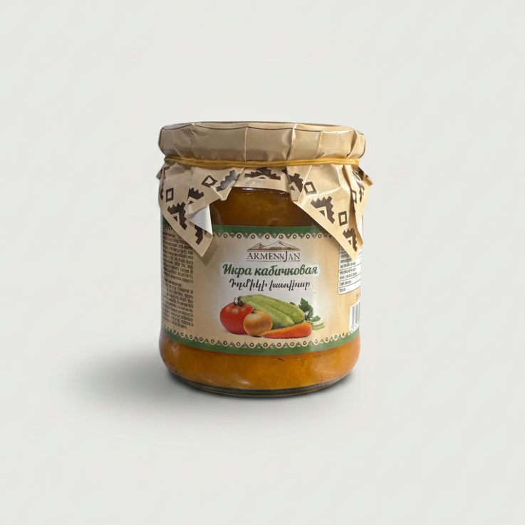 Bocal de caviar de courgettes Armen Jan 460 g, conserve de légumes, épicerie slave
