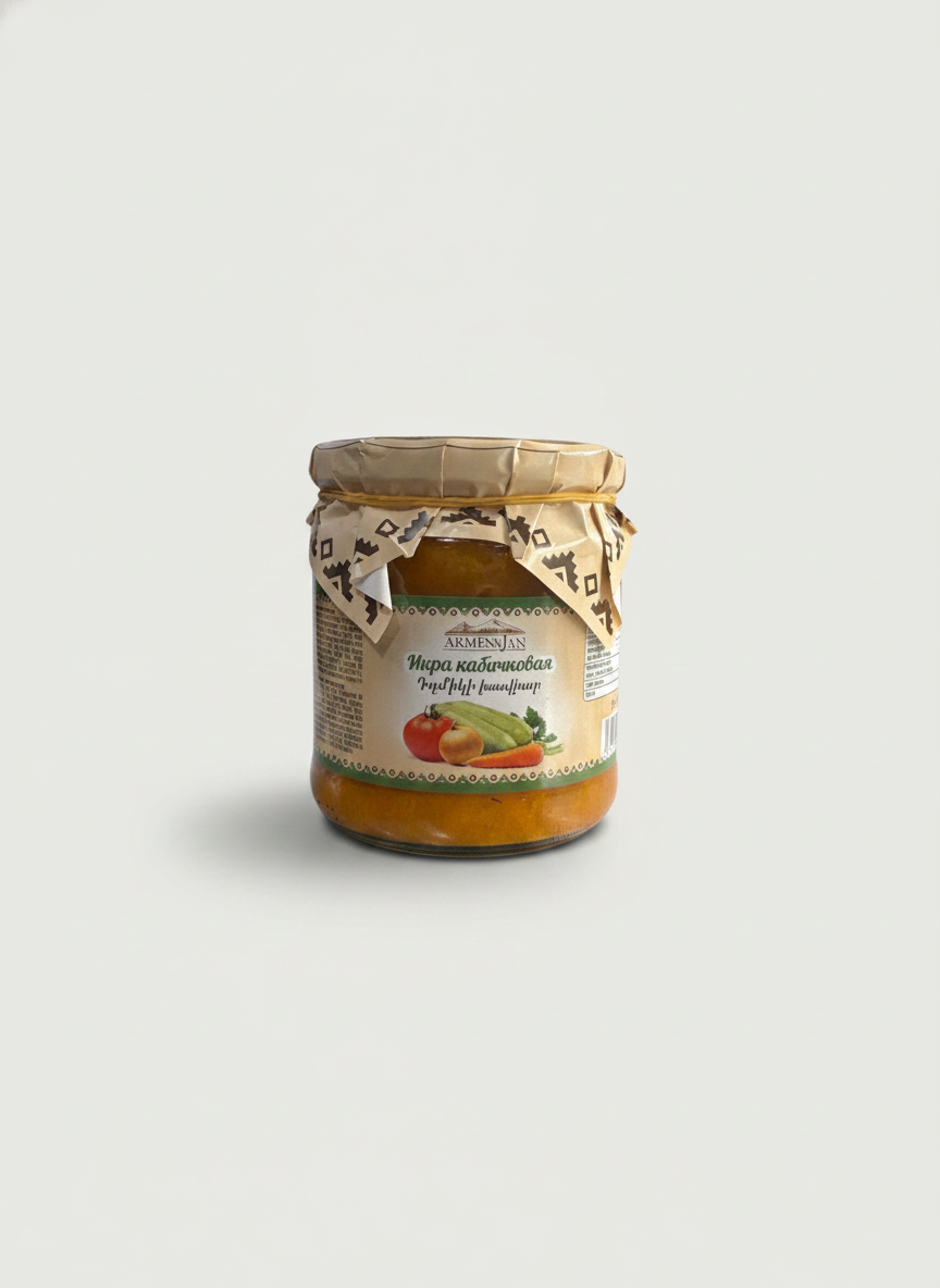 Bocal de caviar de courgettes Armen Jan 460 g, conserve de légumes, épicerie slave