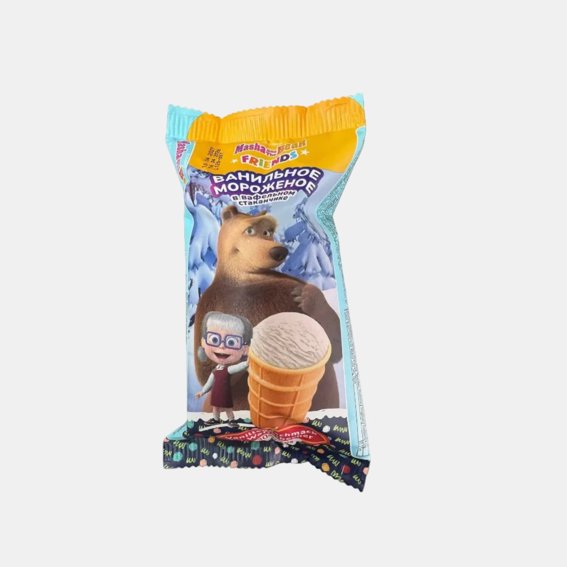 Glace à la vanille Masha et Medved 75 g enrobée de chocolat, vue de face