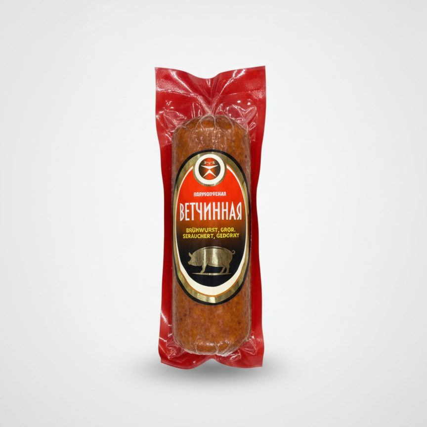 Saucisse demi-fumée Vetchinnaya Monolit 400 g, produite en Allemagne, épicerie slave