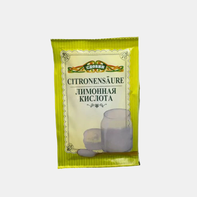 Acide citrique Sdobin 20 g – sachet vue de face, épicerie d'Europe de l'Est