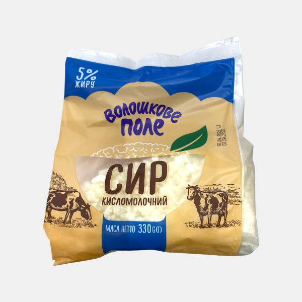 Paquet de fromage cottage ukrainien Voloshkovo Pole 5% MG 330 g, épicerie slave à Paris
