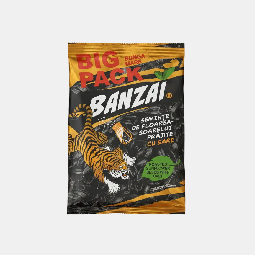 Paquet de graines de tournesol grillées salées Banzai 200 g, épicerie slave