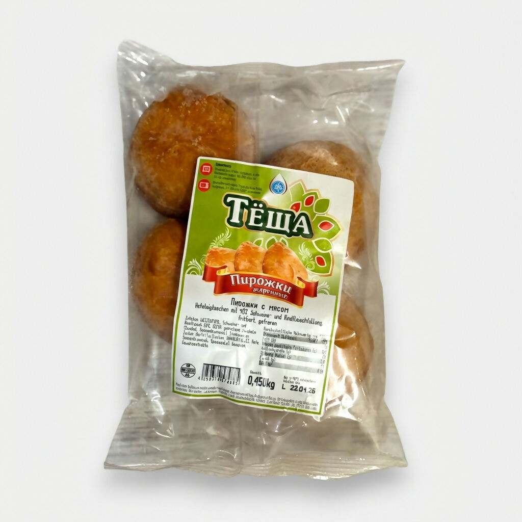 Pirojki surgelés à la viande Tiochtcha, sachet de 450 g, chaussons traditionnels prêts à cuire, spécialité d’épicerie slave sur Pomo.bio avec livraison rapide à Paris