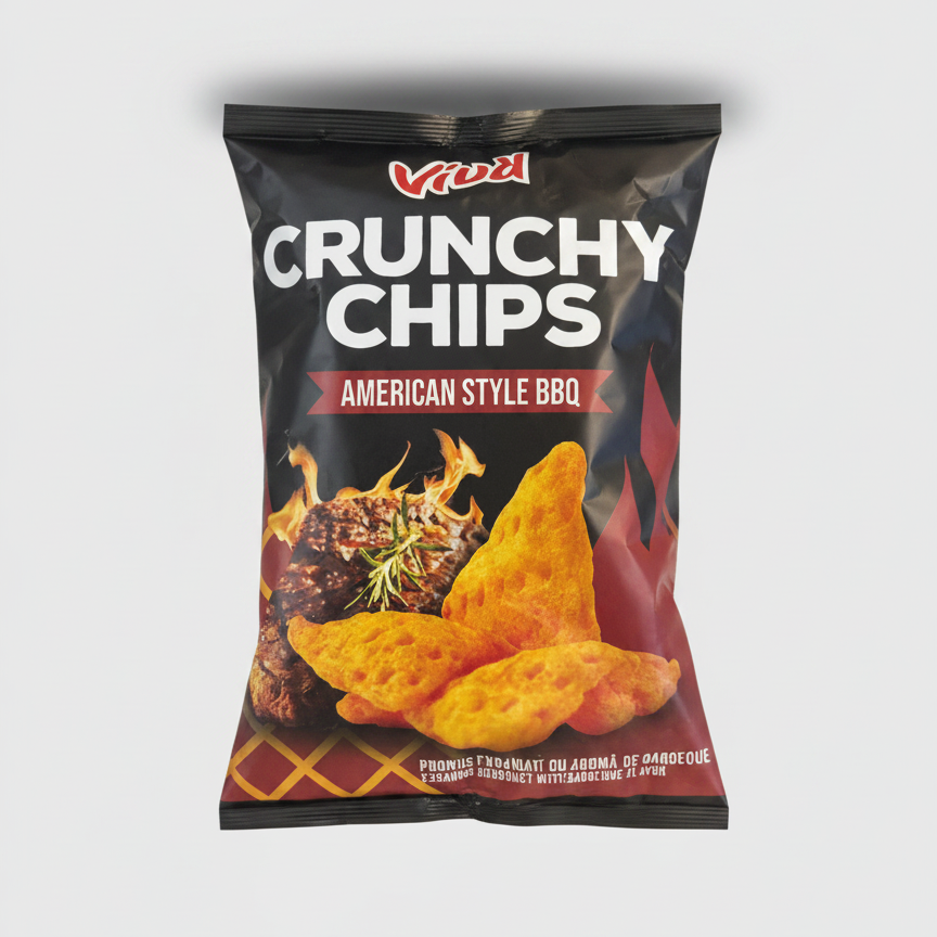 Paquet de chips soufflées Viva goût barbecue américain 100 g, épicerie slave