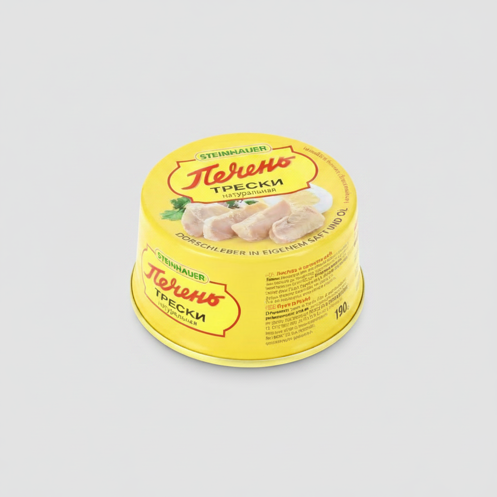 Boîte de foie de morue Steinhauer 190 g à l'huile naturelle, épicerie slave