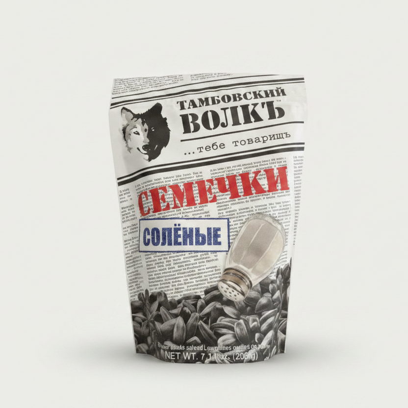 Paquet de graines de tournesol salées Tambovskiy Volk 200 g, épicerie russe