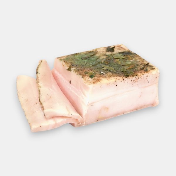 Bloc de lard d'échine de porc salé aux herbes Kolbassoff 350 g, tranché, épicerie slave Paris
