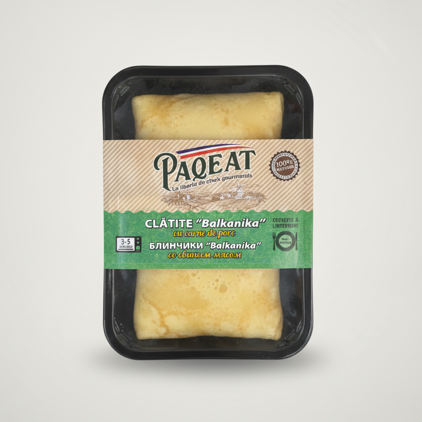 Barquette de crêpes farcies à la viande de porc Balkanika Paqeat 350 g, épicerie slave