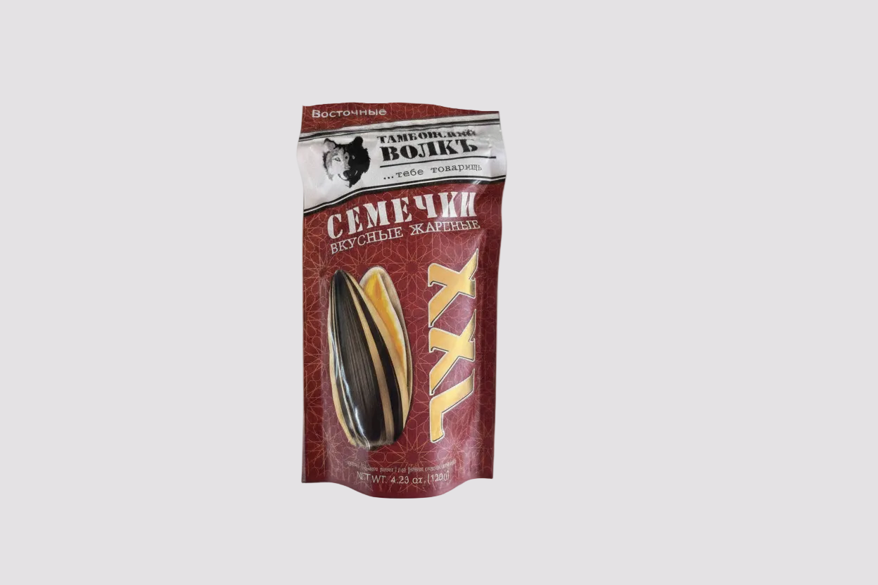 Paquet de graines de tournesol grillées XXL Tambovskiy Volk 120 g, épicerie russe