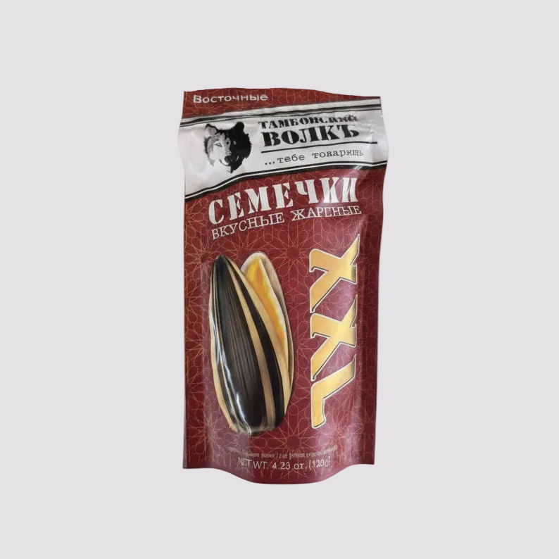 Paquet de graines de tournesol grillées XXL Tambovskiy Volk 120 g, épicerie russe