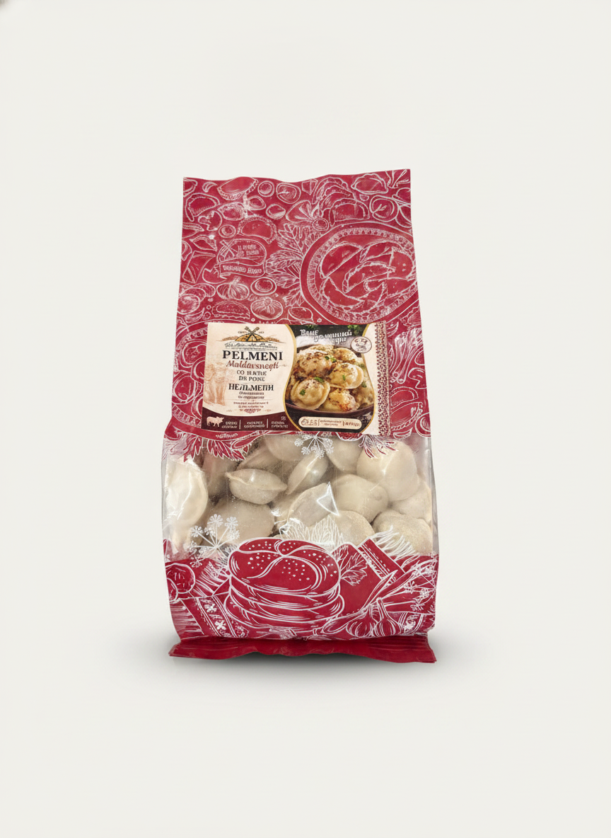 Sachet de pelmeni moldaves au porc surgelés Balkanika Delice 1 kg, épicerie slave