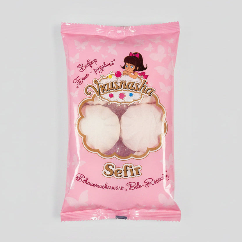 Guimauve blanche et rose Vkusnyasha 300 g, confiserie moelleuse d'Europe de l'Est