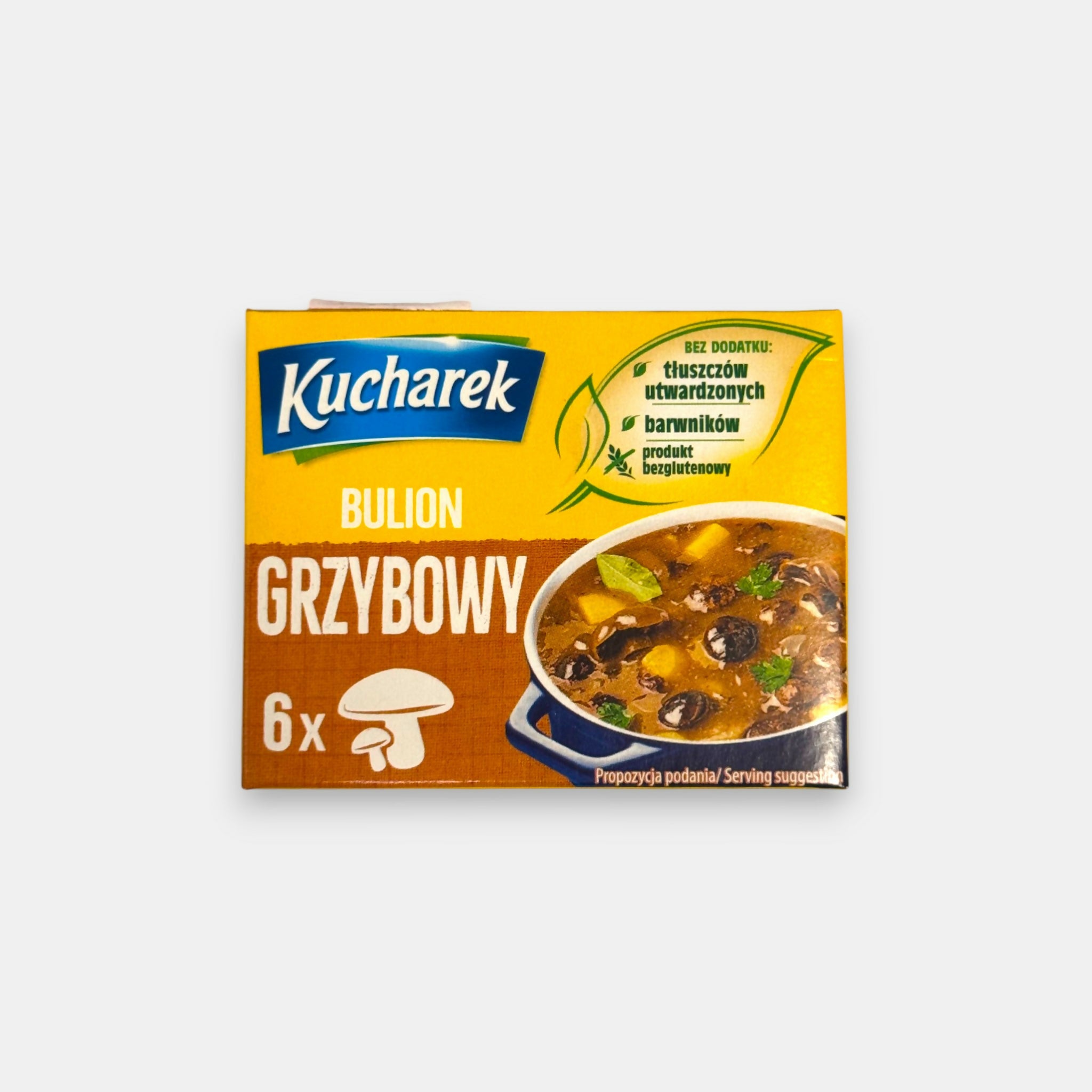 Boîte de bouillon cubes aux champignons Kuharek, 6×10 g — saveur riche et aromatique pour soupes et sauces. Pomo.bio, épicerie slave à Paris, livraison rapide.