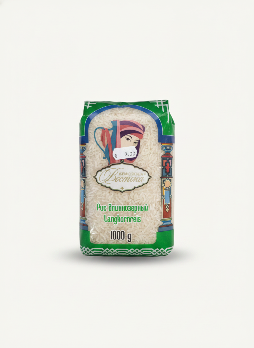 Paquet de riz à grains longs Zhemchuzhina Vostoka 1 kg, épicerie slave
