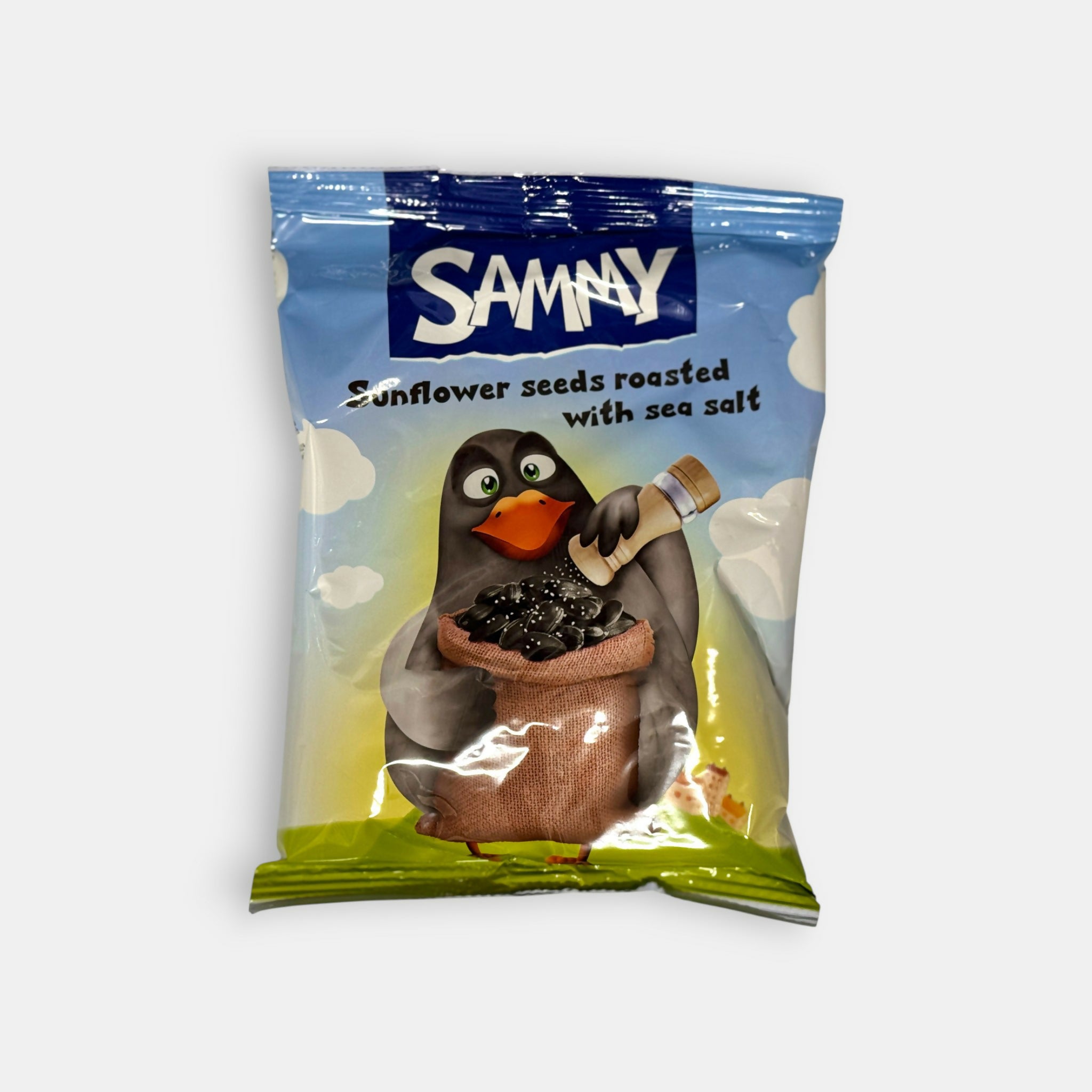 Sachet de graines de tournesol grillées légèrement salées, vue de face, snack d’épicerie slave à Paris — livraison rapide Pomo.bio.