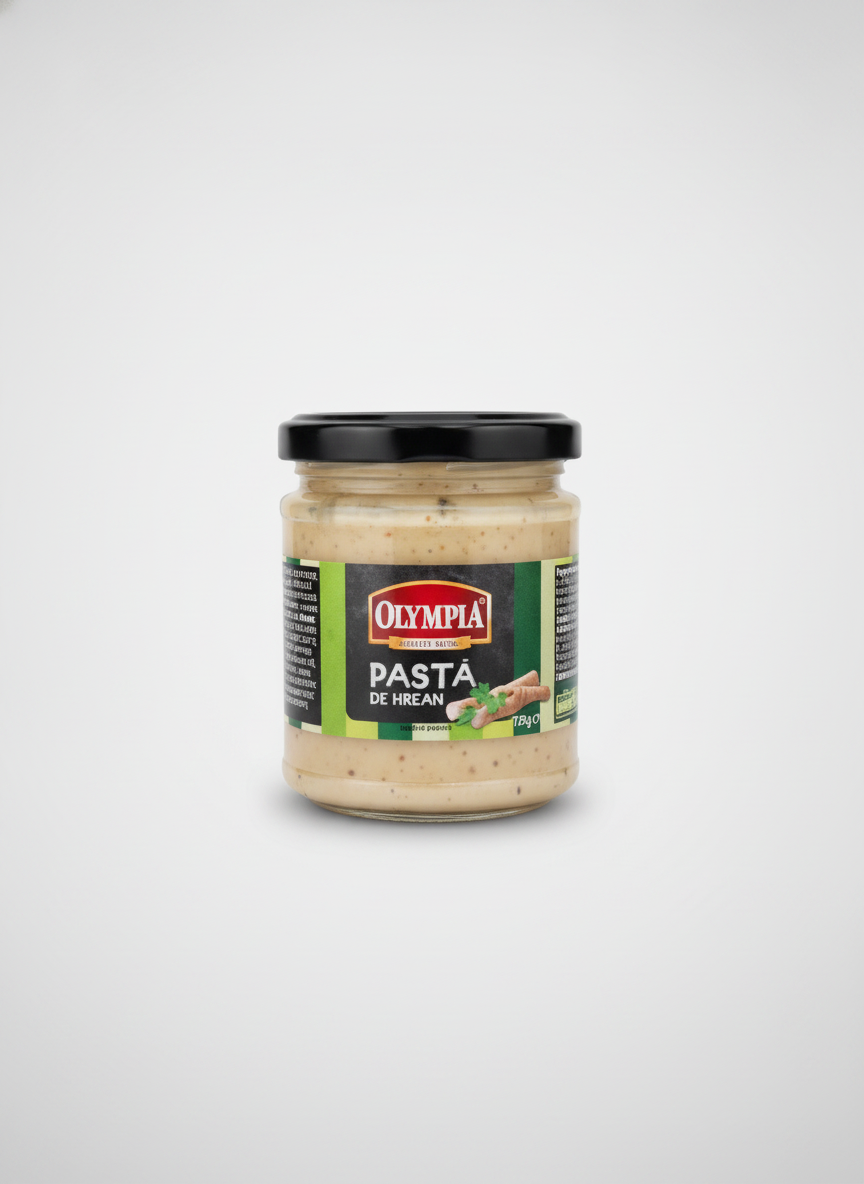 Pot de pâte de raifort Olympia 175 g, épicerie slave, condiment roumain