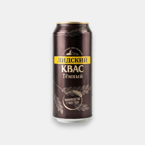 Canette de kvas brun Lidski 450 ml, boisson fermentée biélorusse, épicerie slave Paris