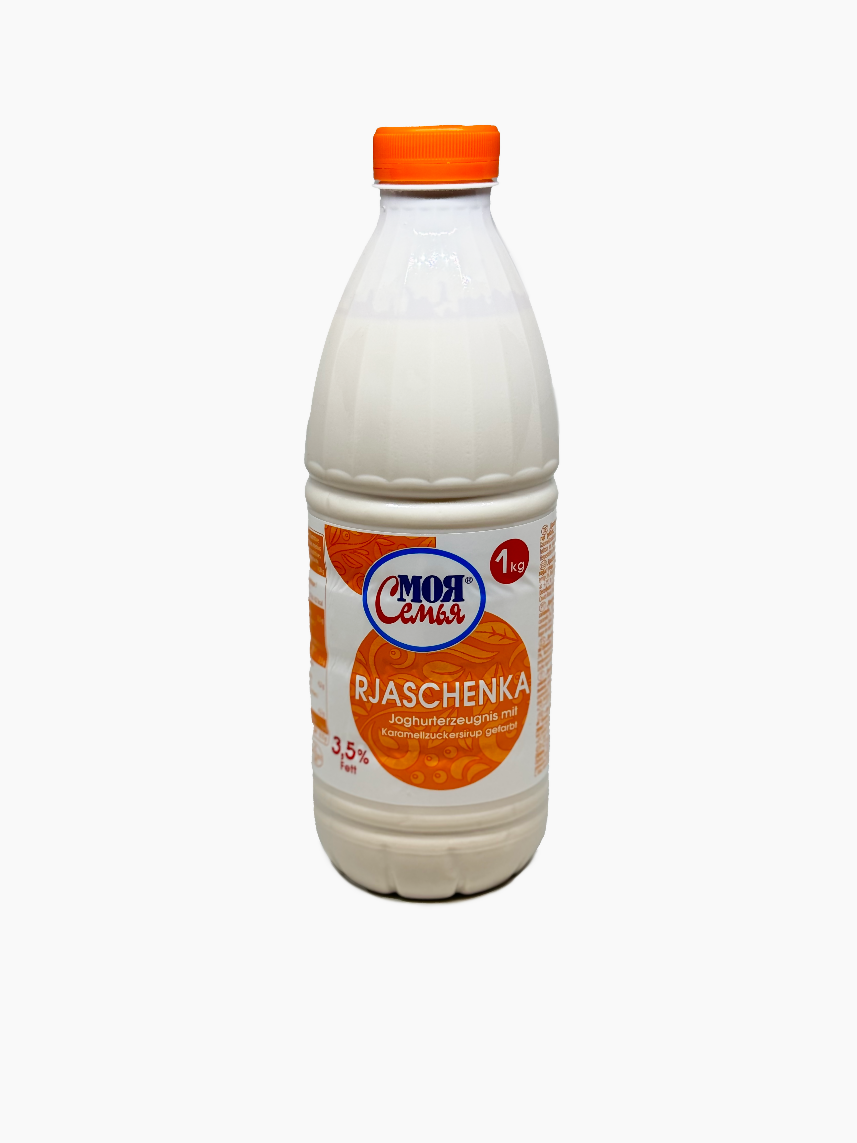 Ryazhenka Moya Semya 1 L — lait fermenté slave traditionnel, emballage vue de face