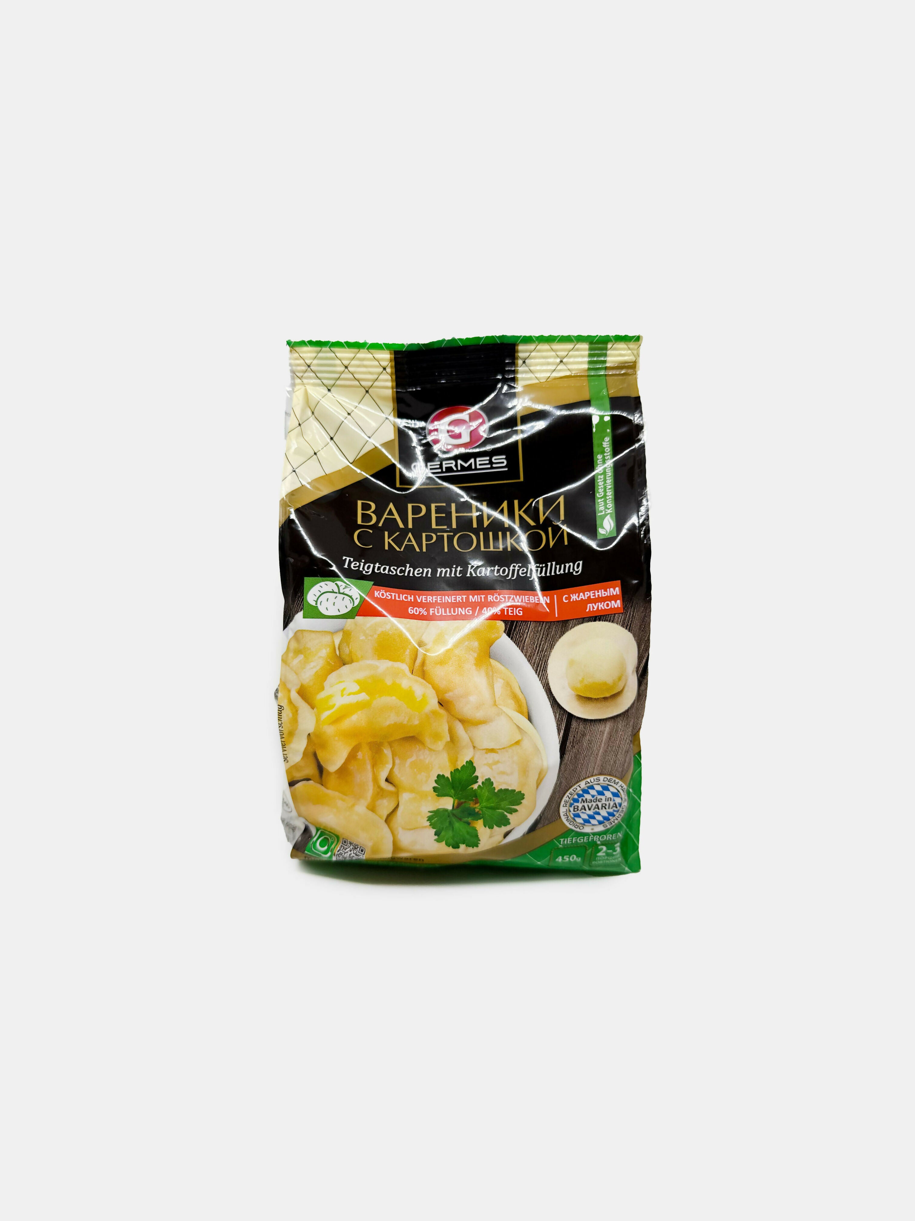 Paquet de varenyky aux pommes de terre «Germes» 450 g, épicerie d'Europe de l'Est