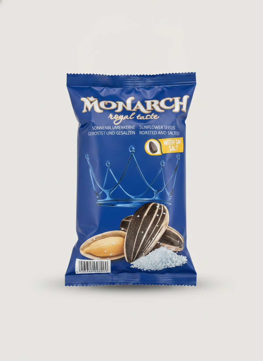 Paquet de graines de tournesol grillées et salées au sel marin Monarch 300 g, épicerie slave