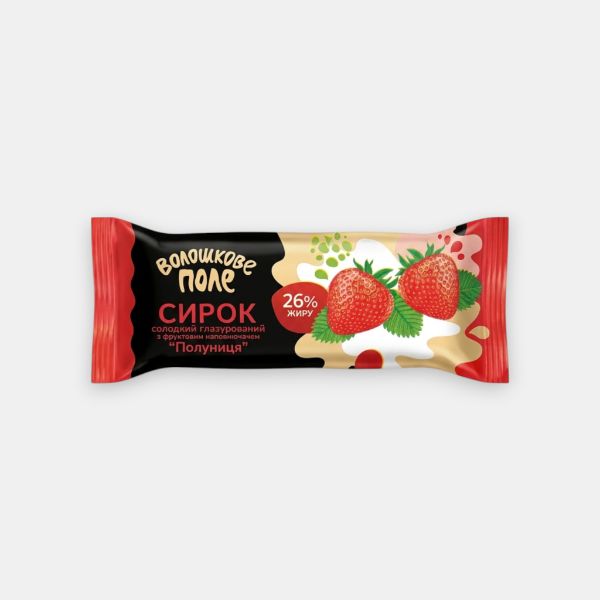 Barre de fromage frais glacée à la fraise Voloshkove Pole 26%, 36 g, épicerie slave Paris