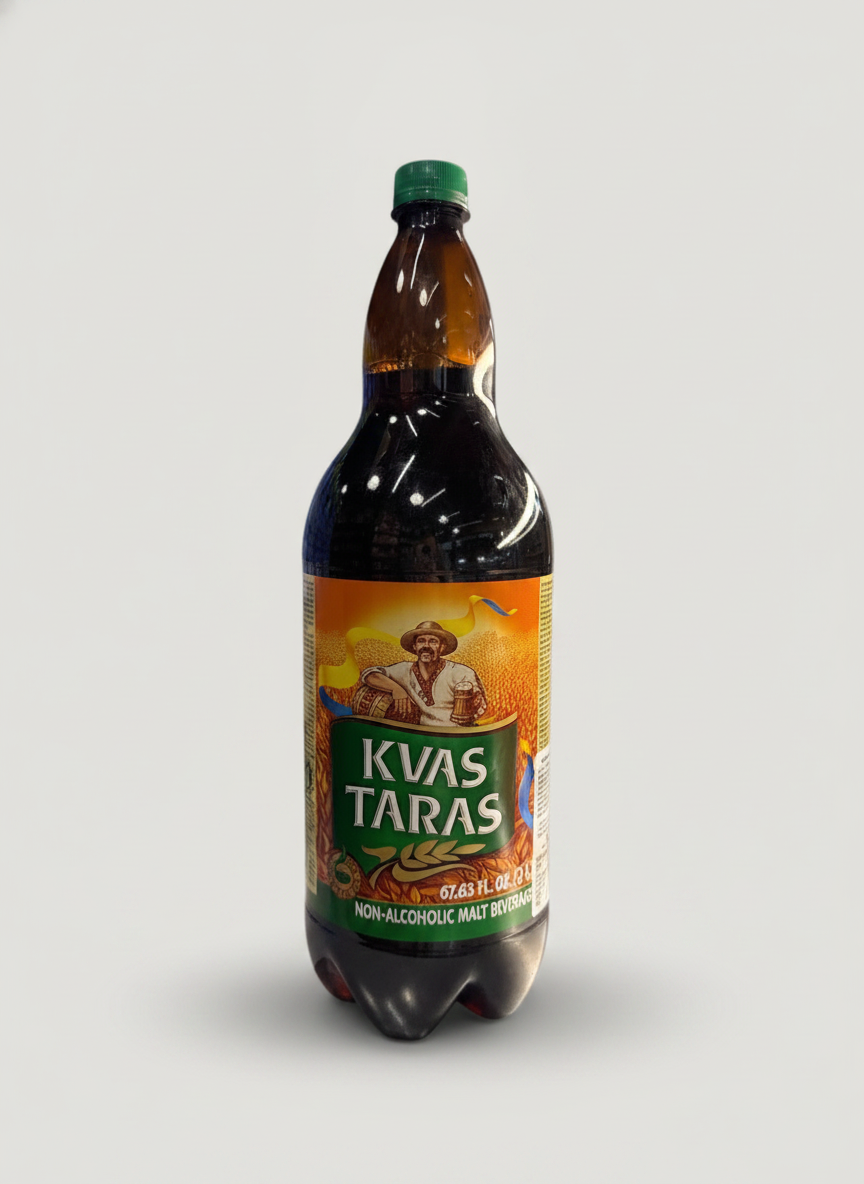 Bouteille de kvas Kvas Taras 2 l, boisson maltée non alcoolisée ukrainienne, épicerie slave