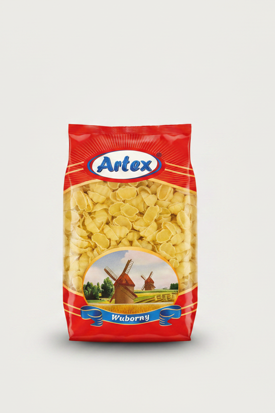 Paquet de pâtes coquillages au curcuma Artex Wyborny 1 kg, épicerie slave