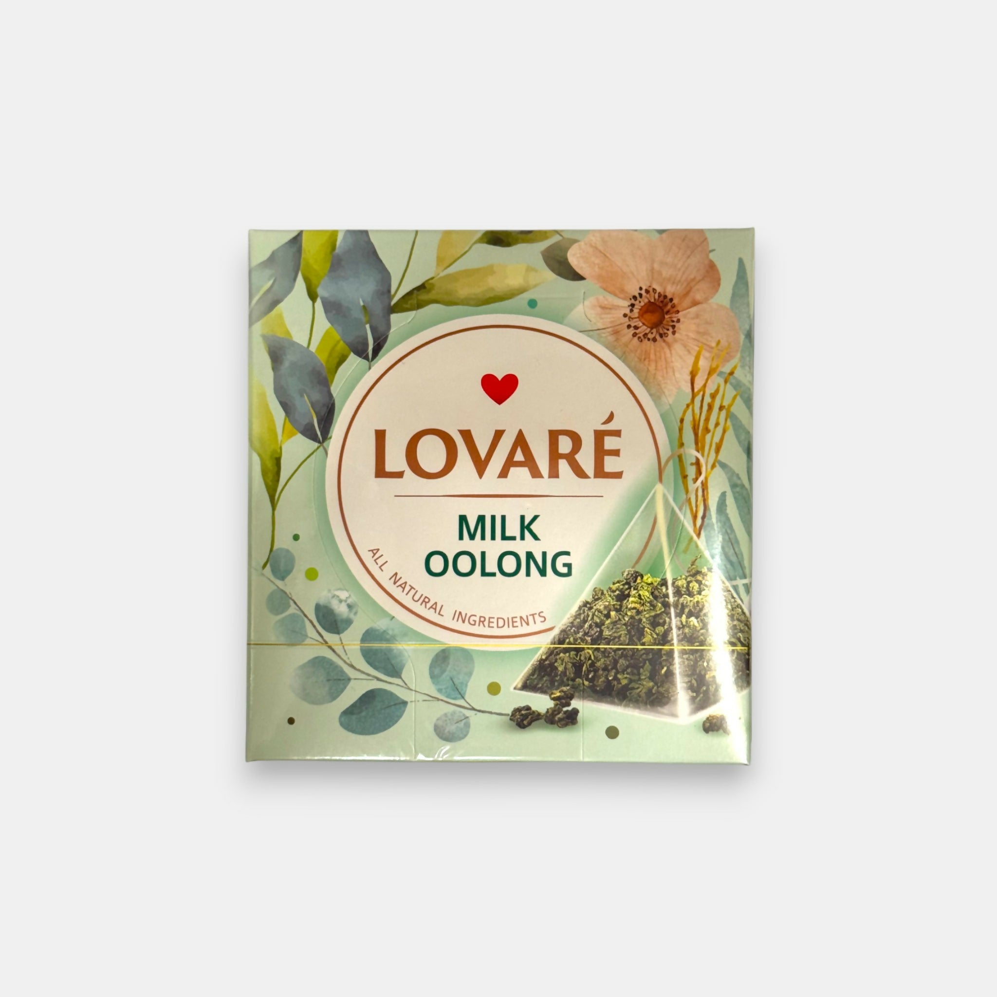 Boîte de thé vert en pyramides Lovare Milk Oolong, 15 sachets — oolong crémeux aux notes florales. Pomo.bio, épicerie slave à Paris, livraison rapide.