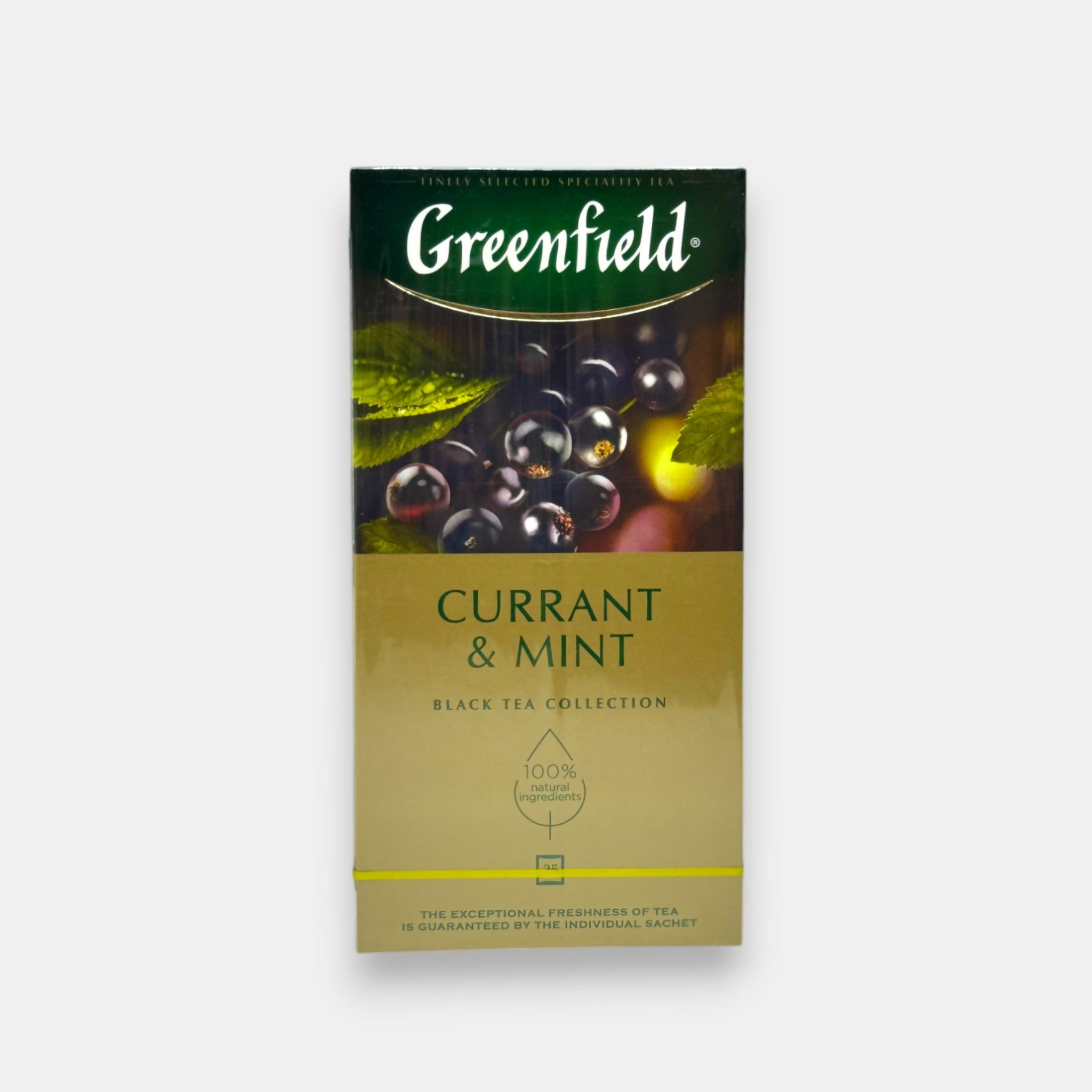 Thé noir à la groseille, «Currant & mint», «Greenfield», 25 sachets