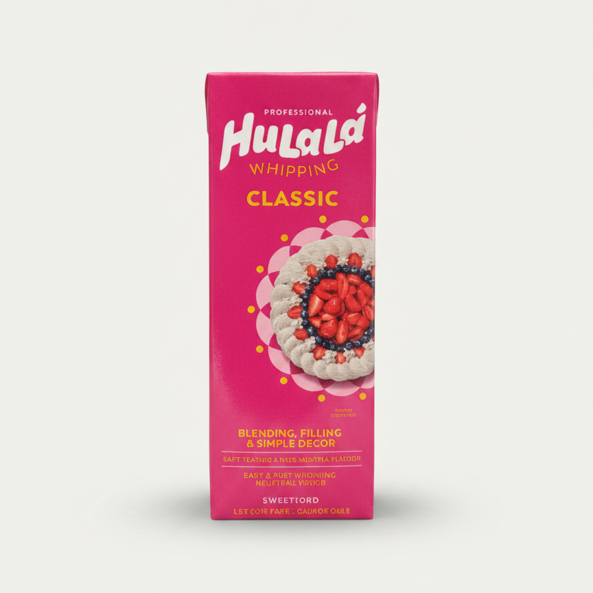 Brique de crème végétale à fouetter HuLaLa Classic 28%, 1 litre, épicerie slave