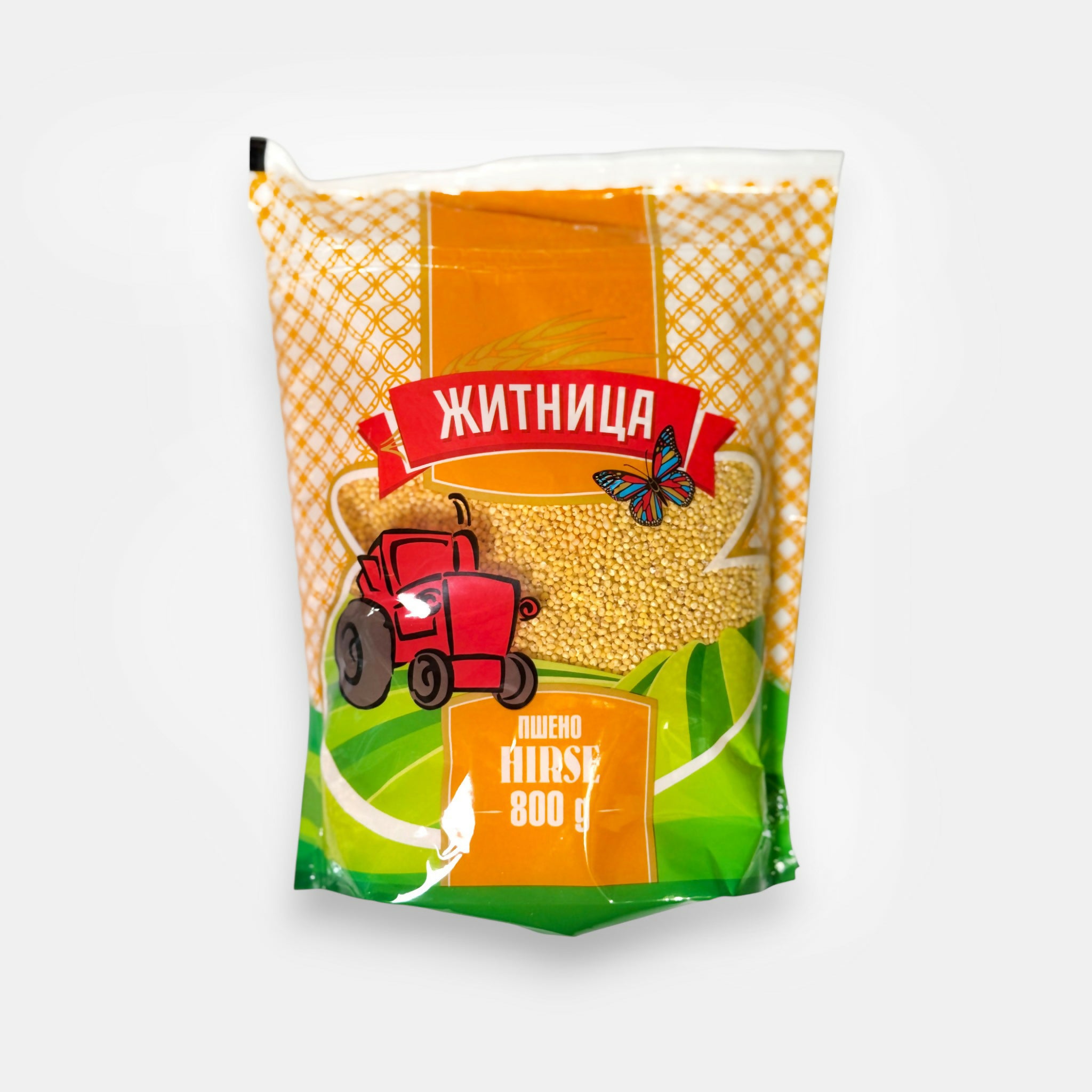 Sachet de millet «Zhitnitsa», 800 g — millet doré idéal pour les bouillies et accompagnements, à la texture tendre et au goût doux. Disponible sur Pomo.bio.