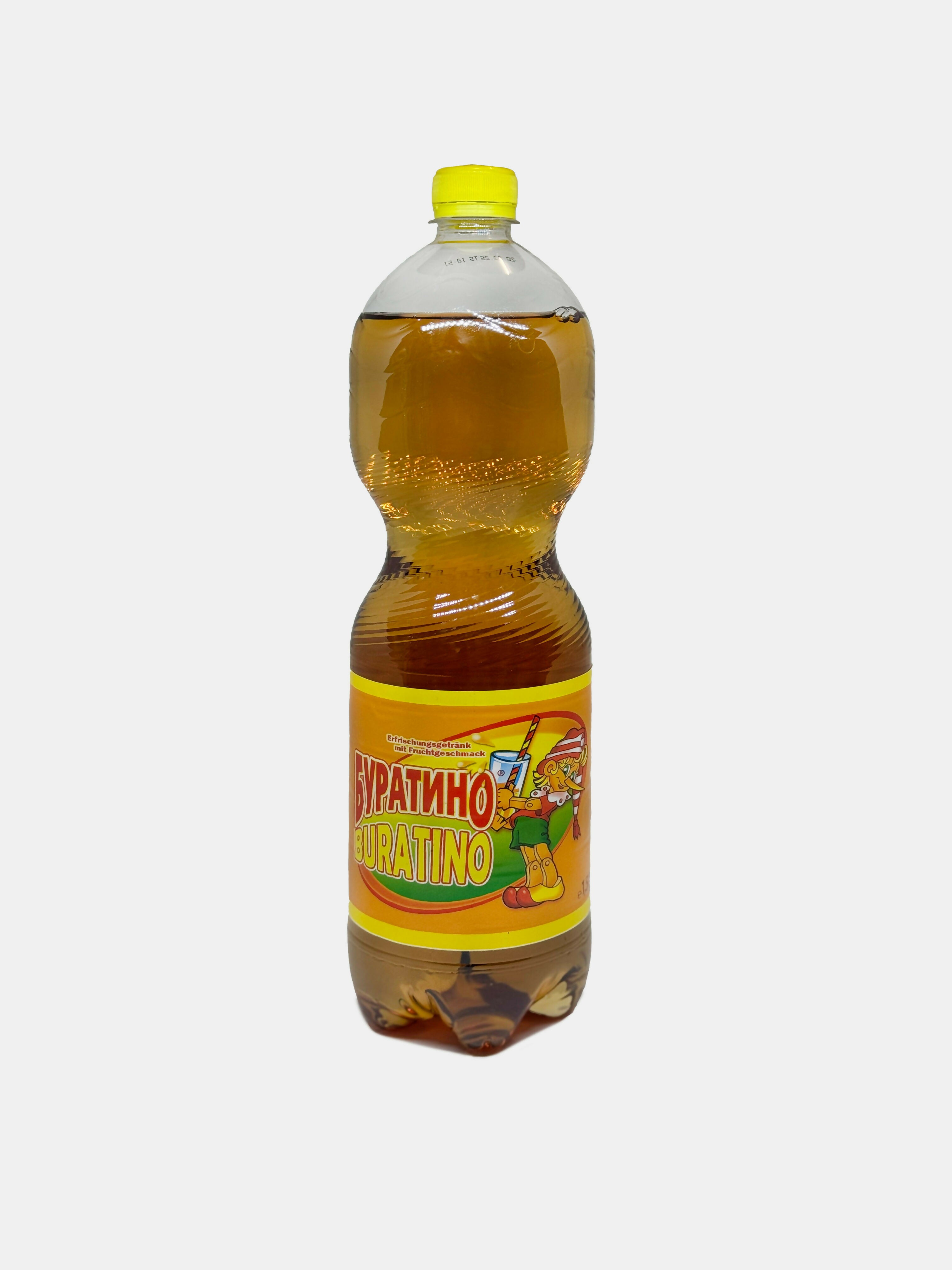 Soda Buratino Monolith 1,5 L – bouteille en plastique de limonade gazeuse d'Europe de l'Est, vue de face