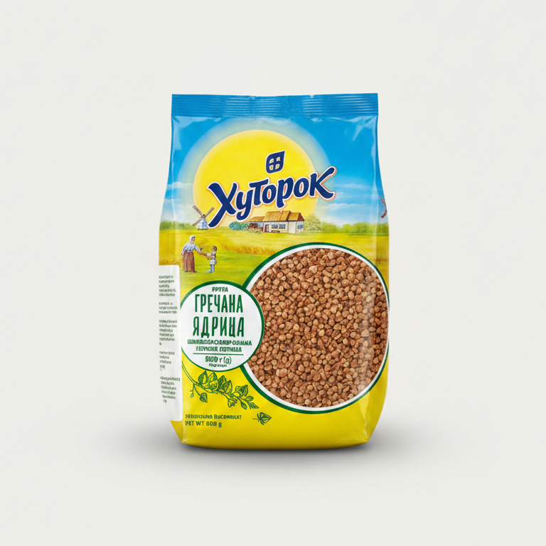 Paquet de sarrasin décortiqué précuit Khutorok 800 g, 1er choix, épicerie slave