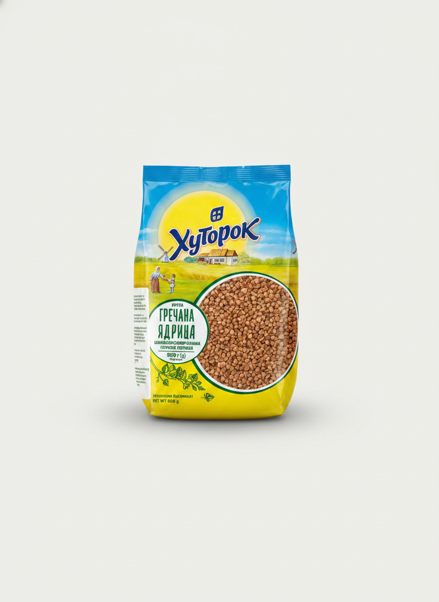 Paquet de sarrasin décortiqué précuit Khutorok 800 g, 1er choix, épicerie slave