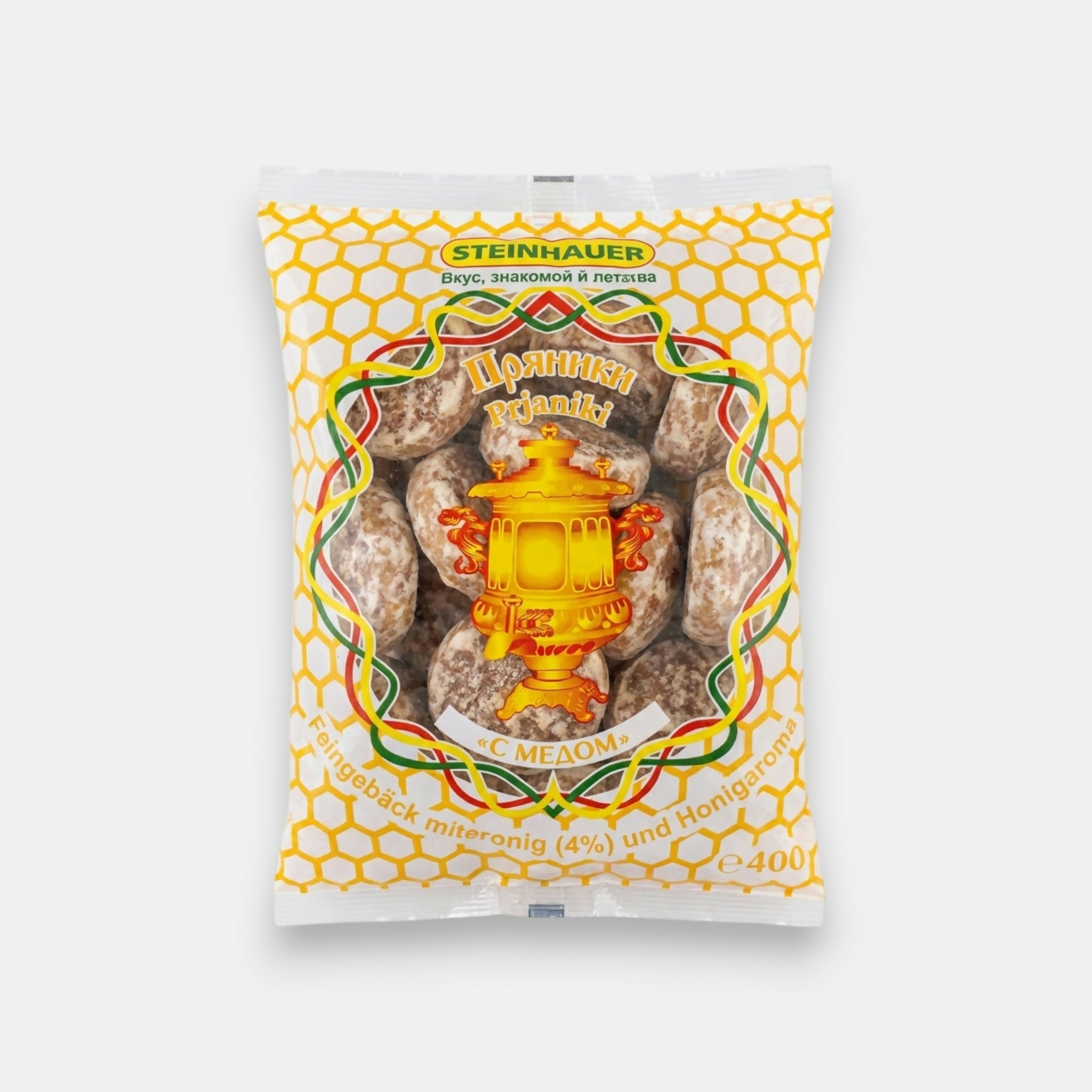 Pain d'épices au miel Steinhauer 400 g – pryaniki traditionnels d'Europe de l'Est, vue de face
