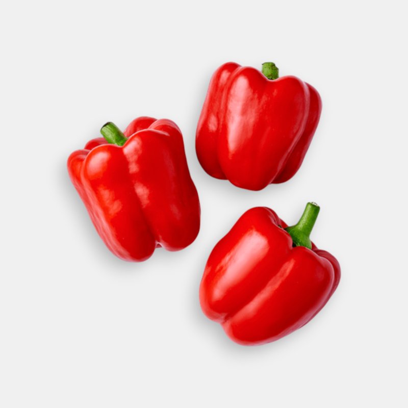 Trois poivrons rouges frais 1 kg, légumes charnus à chair épaisse