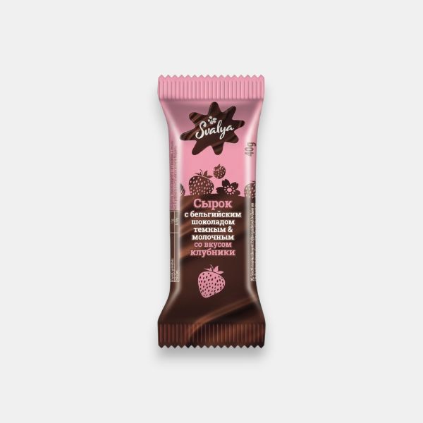 Barre de fromage frais Svalya au chocolat belge goût fraise 40 g, épicerie slave Paris