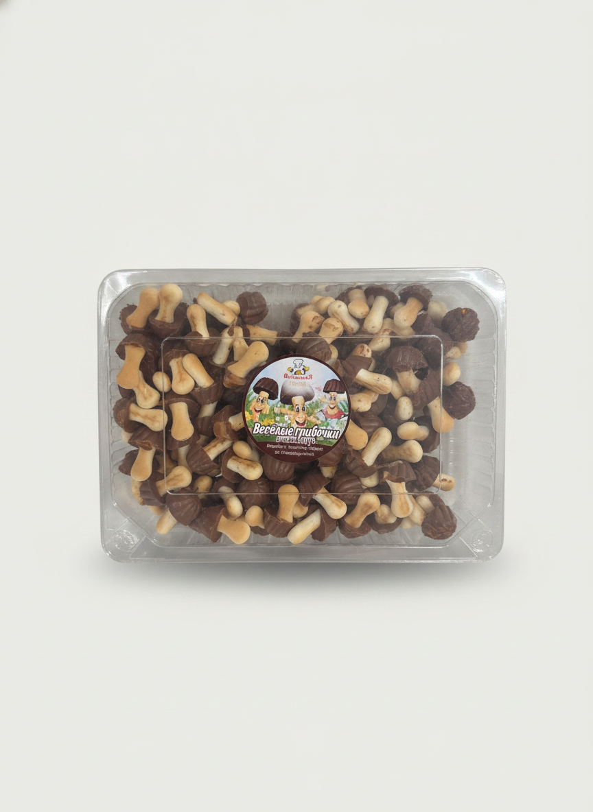 Boîte de biscuits champignons au chocolat Volshebnaya Pechka 500 g, épicerie slave