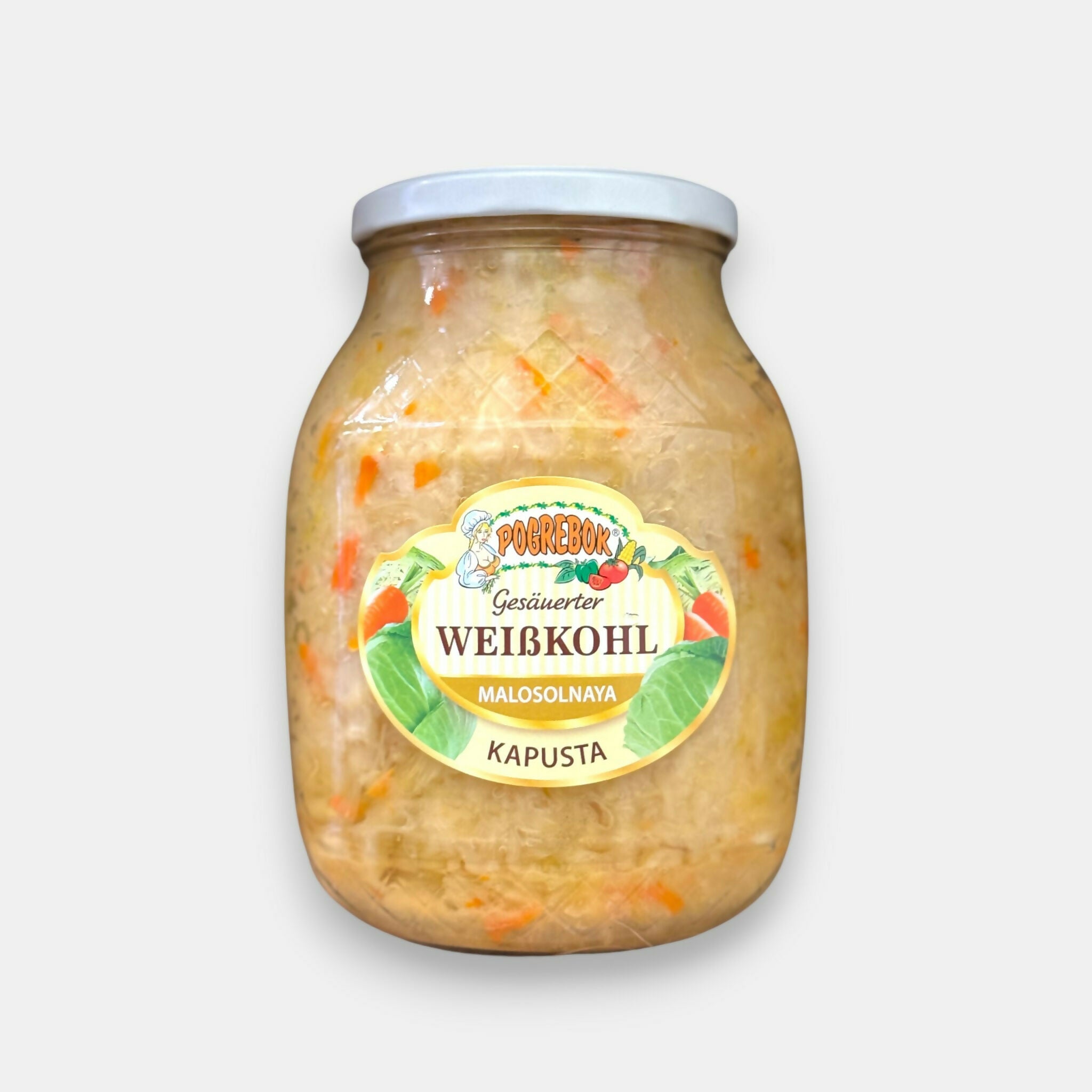 Bocal de chou légèrement salé «Pogrebok» 860 g, produits d'Europe de l'Est