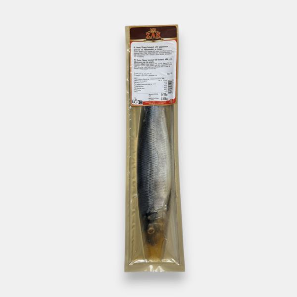 Hareng entier en saumure Zar 412 g dans son emballage, épicerie slave Paris