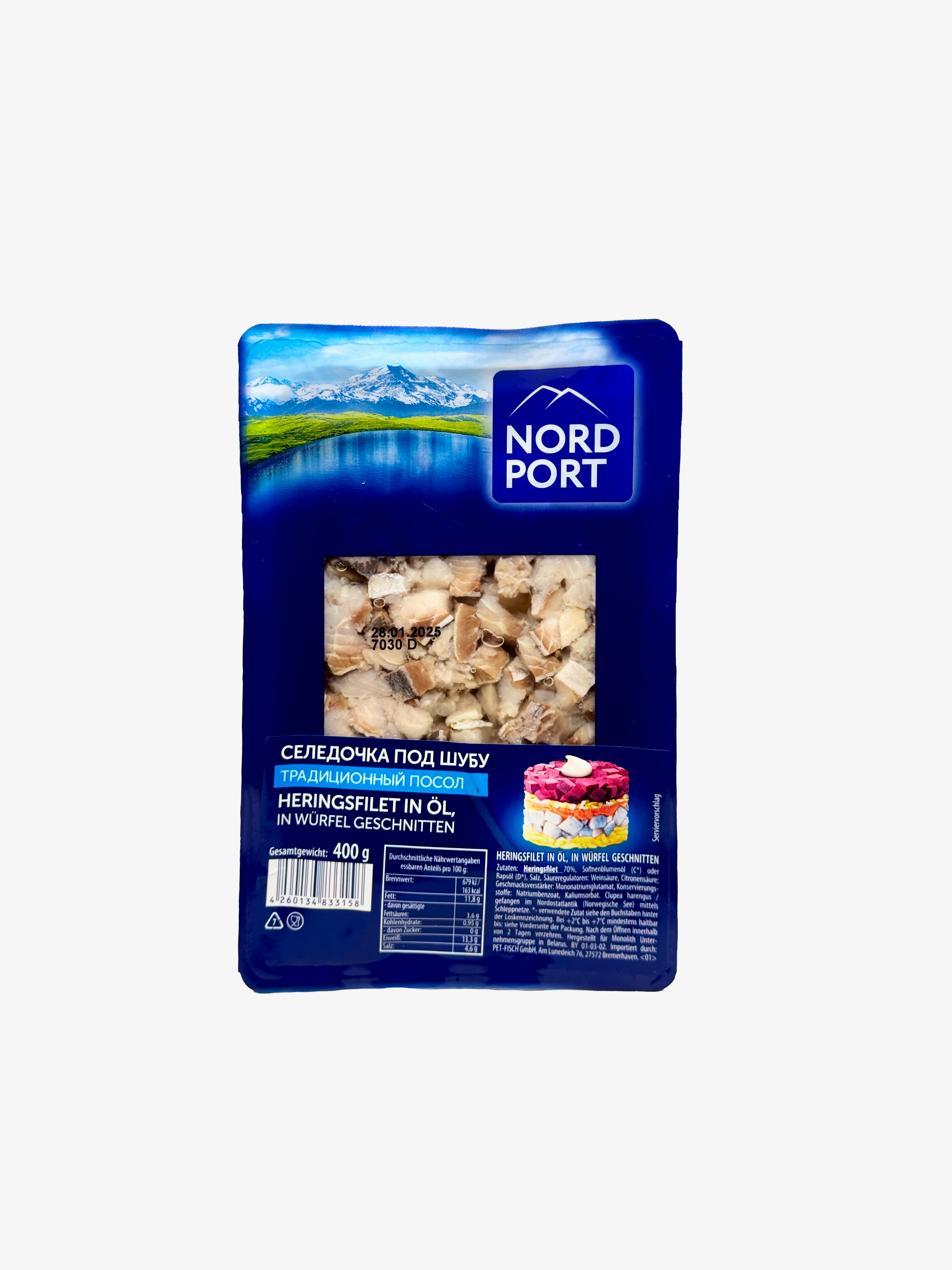 Filets de hareng coupé en dés, "Nord Port", 400 g