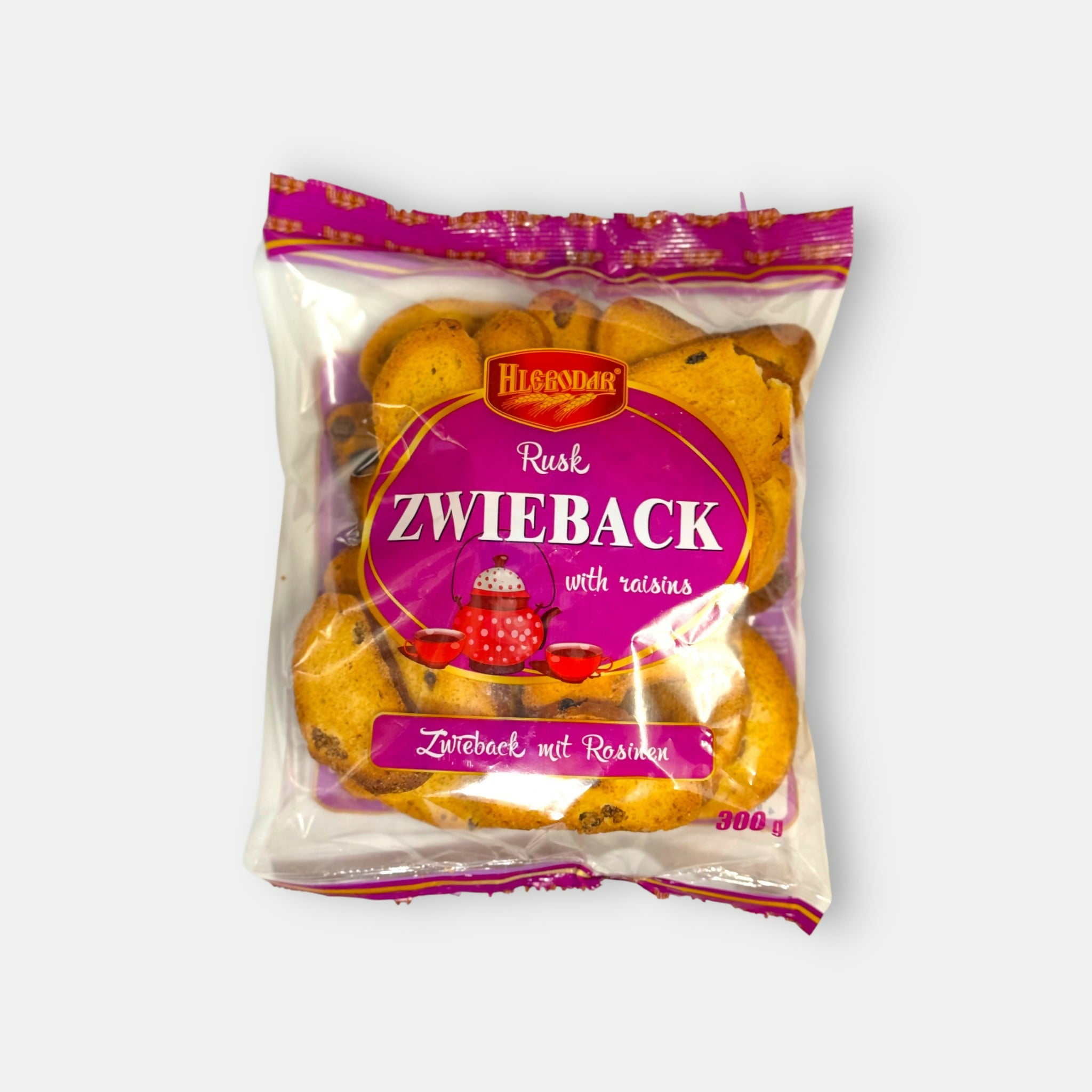 Paquet de croûtons sucrés Khlebodar aux raisins secs, 300 g — biscuits dorés, doux et croustillants parfaits pour le petit-déjeuner ou le thé. Livraison rapide à Paris sur Pomo.bio.