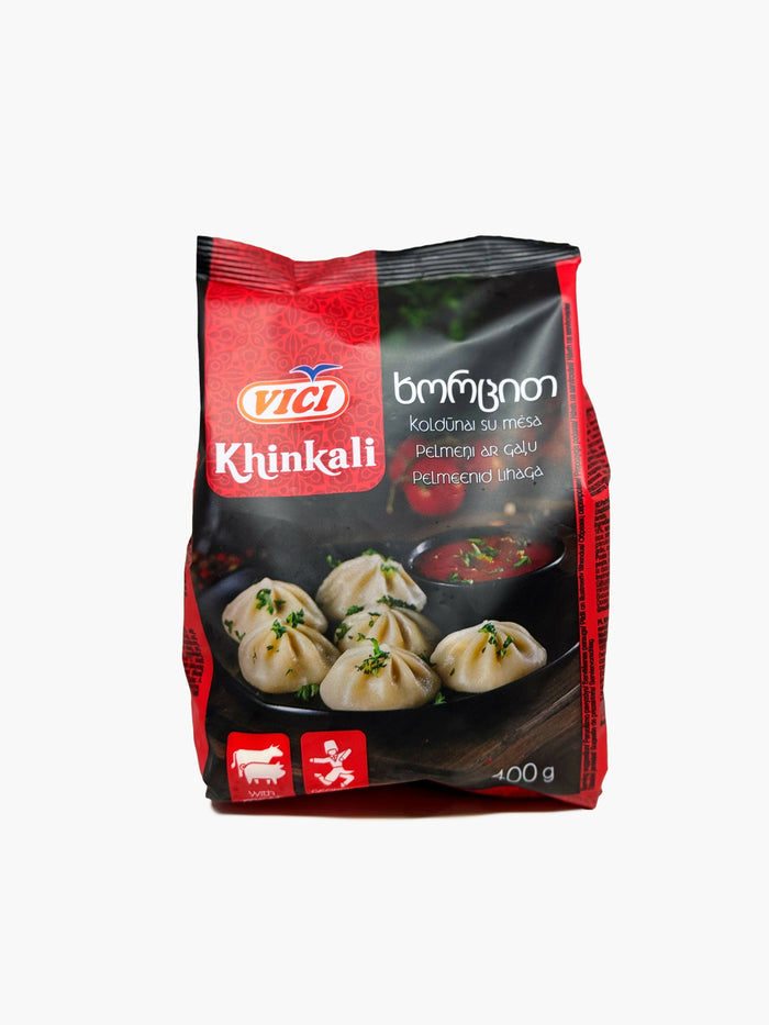Khinkali VICI surgelés, raviolis géorgiens à la viande, 400 g – emballage produit | Pomo.bio