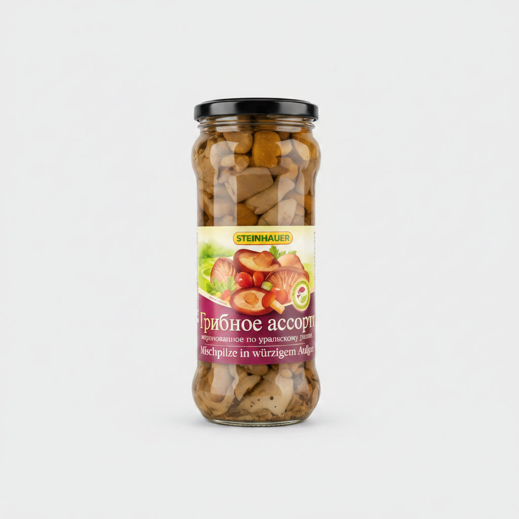 Bocal de champignons assortis marinés Steinhauer 530 g, produits d'Europe de l'Est à Nice