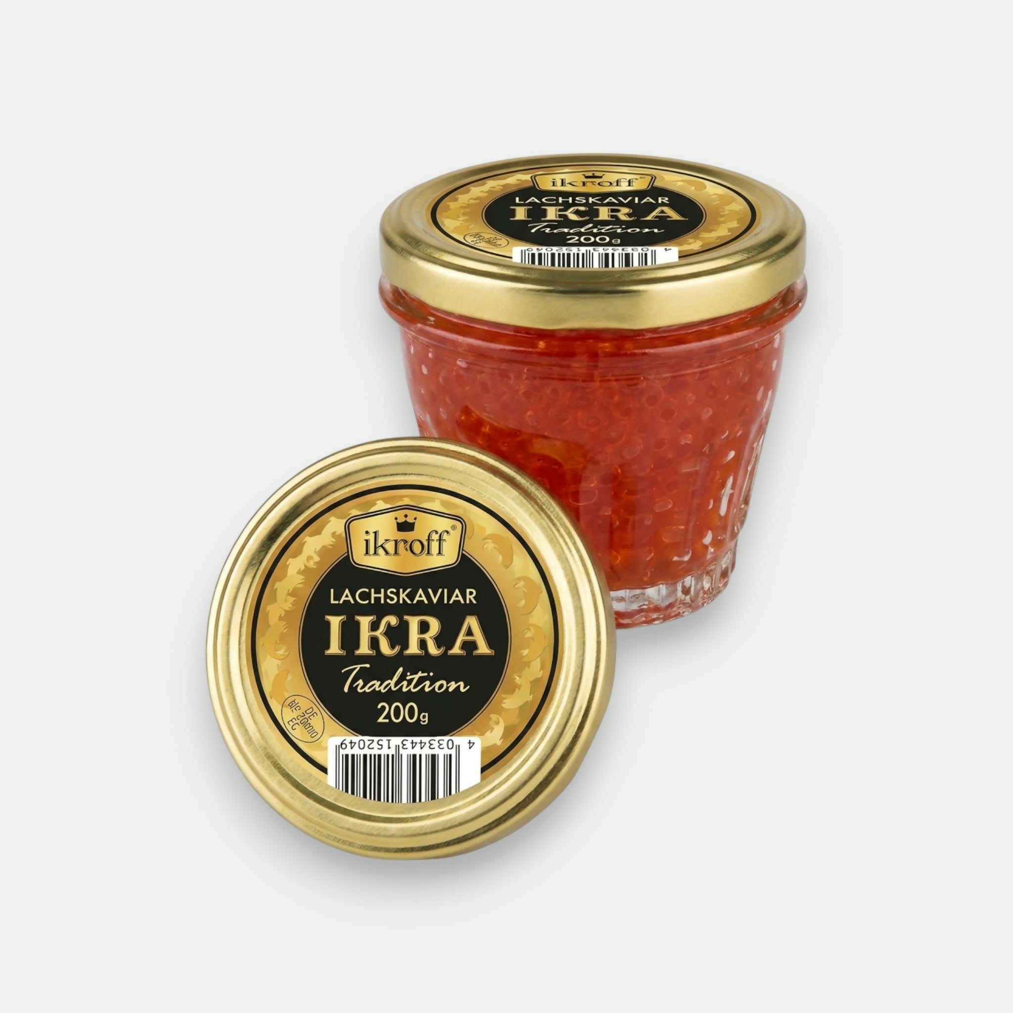 Caviar de saumon rose Ikroff Tradition 200 g – vue de face du pot